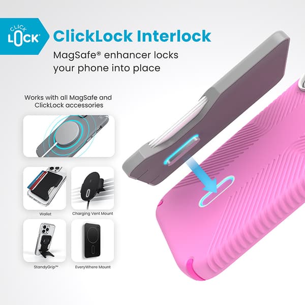 SpeckPresidio2GripClickLock&MagSafe-CaseforiPhone16(TruePink/ShockingPink/White)