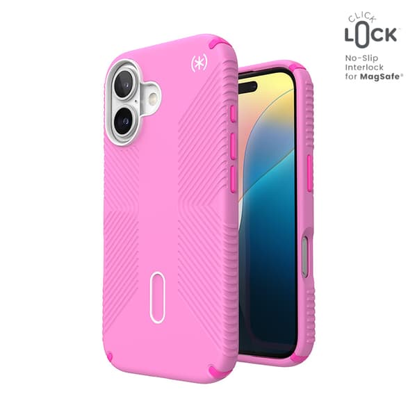 SpeckPresidio2GripClickLock&MagSafe-CaseforiPhone16(TruePink/ShockingPink/White)