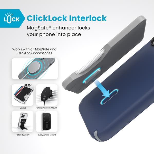 Speck Presidio2 Pro ClickLock & MagSafe - Case for iPhone 16 (Coastal Blue / Dust Grey / White)
