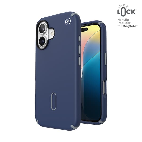 Speck Presidio2 Pro ClickLock & MagSafe - Case for iPhone 16 (Coastal Blue / Dust Grey / White)