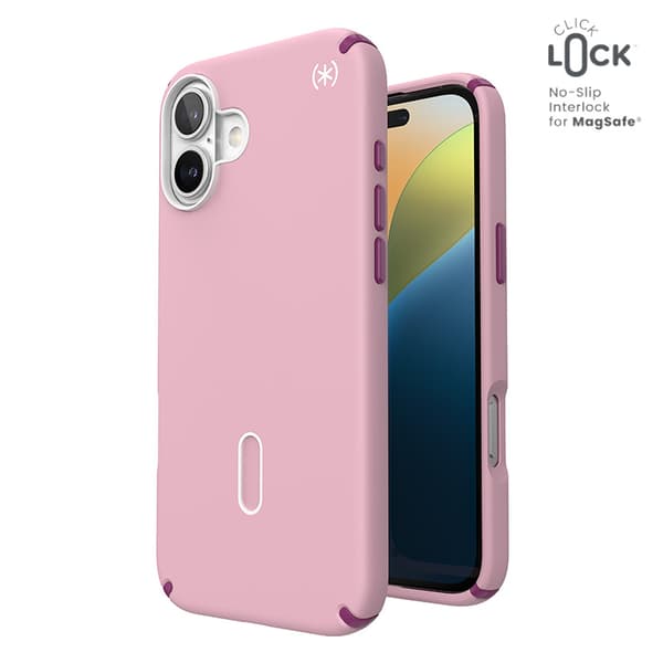 Speck Presidio2 Pro ClickLock & MagSafe - Case for iPhone 16 Plus (Wednesday Pink / Boysenberry Purple / White)