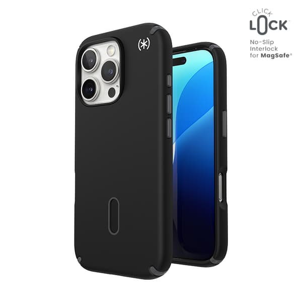 Speck Presidio2 Pro ClickLock & MagSafe - Case for iPhone 16 Pro (Black / Slate Grey / White)