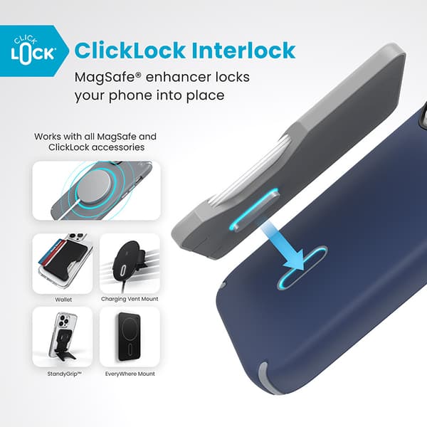 Speck Presidio2 Pro ClickLock & MagSafe - Case for iPhone 16 Pro (Coastal Blue / Dust Grey / White)