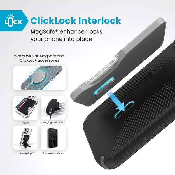 SpeckPresidio2GripClickLock&MagSafe-CaseforiPhone16ProMax(Black/SlateGrey/White)