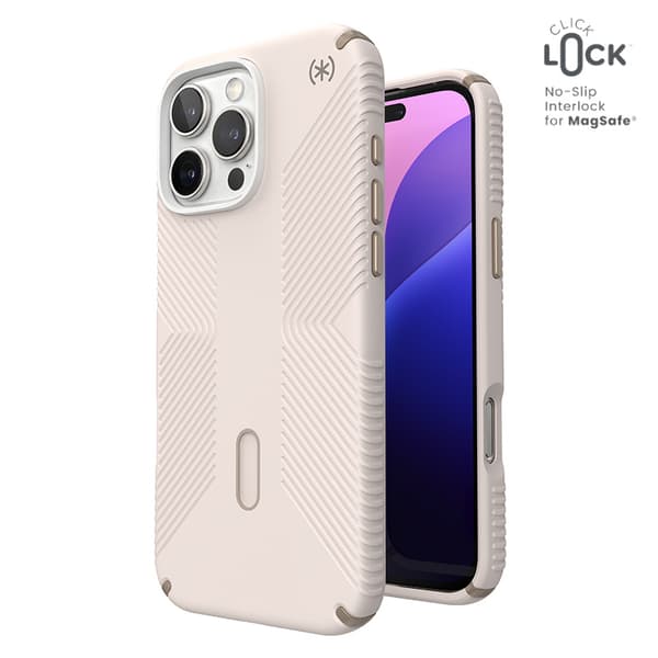 SpeckPresidio2GripClickLock&MagSafe-CaseforiPhone16ProMax(BleachedBone/HeirloomGold/HazelBrown)
