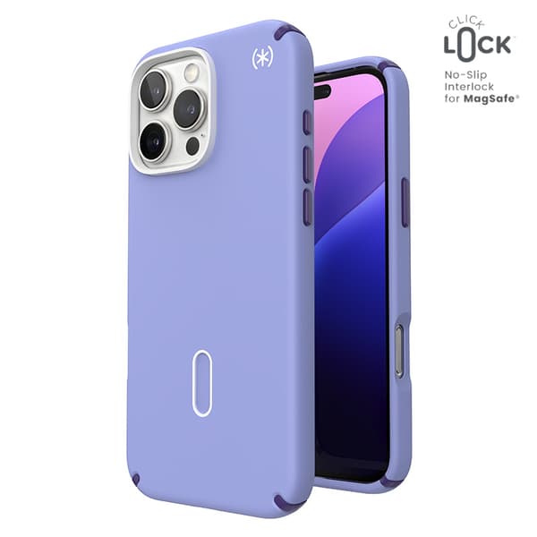Speck Presidio2 Pro ClickLock & MagSafe - Case for iPhone 16 Pro Max (Future Lavender / Cassis Purple / White)