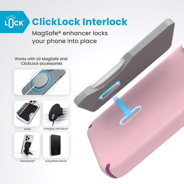 Speck Presidio2 Pro ClickLock & MagSafe - Case for iPhone 16 Pro Max (Wednesday Pink / Boysenberry Purple / White)