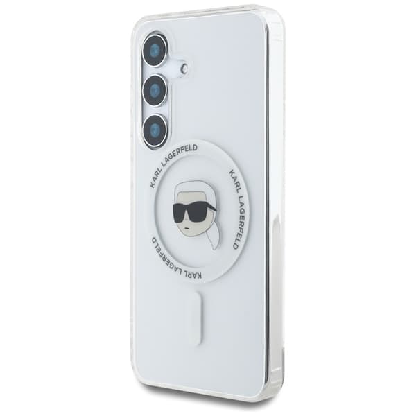 KarlLagerfeldButtonKarlHeadPrintedLogoMagSafe-CaseforSamsungGalaxyS25(White)