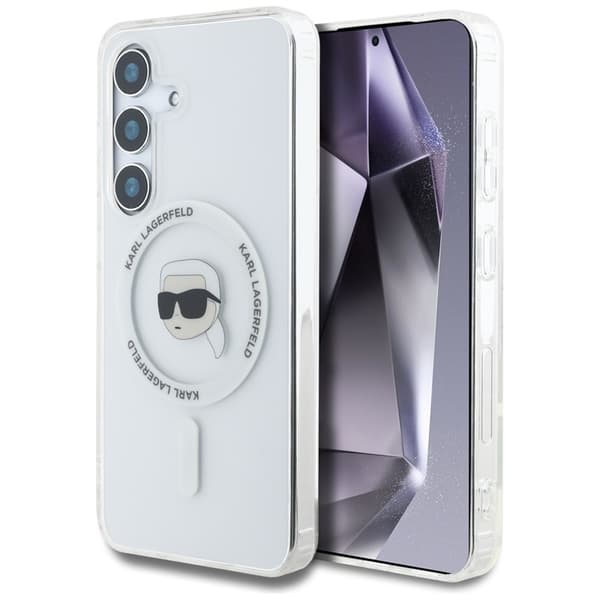 KarlLagerfeldButtonKarlHeadPrintedLogoMagSafe-CaseforSamsungGalaxyS25(White)