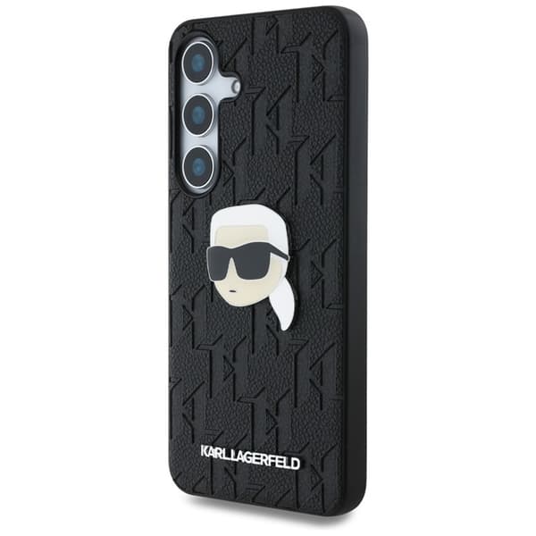 KarlLagerfeldLeatherMonogramPinLogoKarlHead-CaseforSamsungGalaxyS25+(Black)