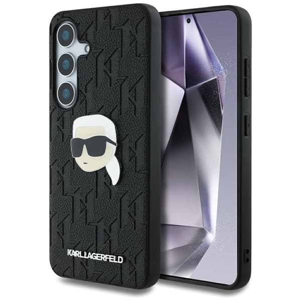 KarlLagerfeldLeatherMonogramPinLogoKarlHead-CaseforSamsungGalaxyS25+(Black)