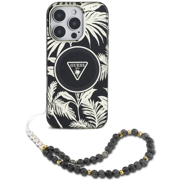 GuessPalmTreesTrianglePearlStrapMagSafe-CaseforiPhone16ProMax(black)