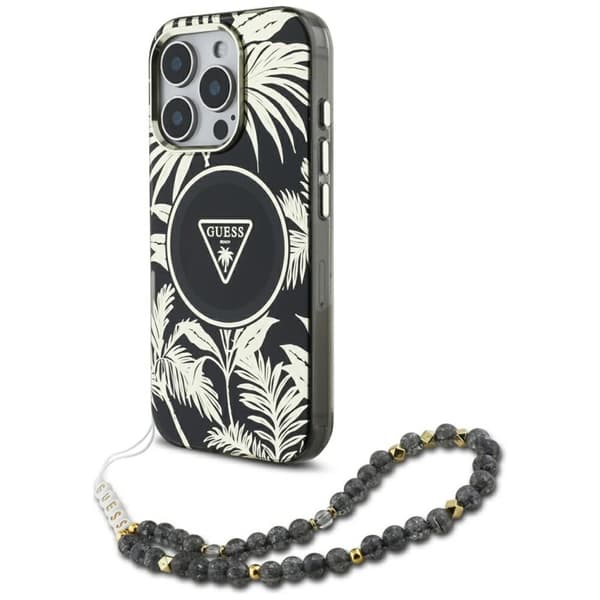 GuessPalmTreesTrianglePearlStrapMagSafe-CaseforiPhone16ProMax(black)