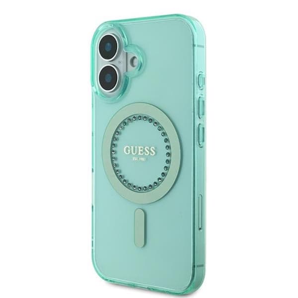 Guess IML Rhinestones MagSafe - Case for iPhone 16 (Green)