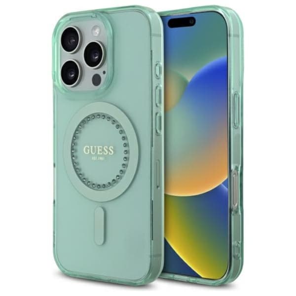GuessIMLRhinestonesMagSafe-CaseforiPhone16ProMax(Green)