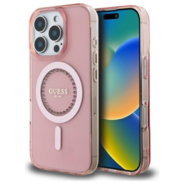 GuessIMLRhinestonesMagSafe-CaseforiPhone16ProMax(Pink)