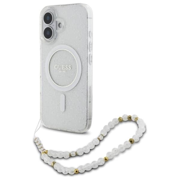 GuessIMLGlitterWithPearlStrapMagSafe-CaseforiPhone16(Transparent)