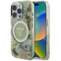 Miniatyrbild 1 av 2: Guess Glitter Flowers Triangle Buttons MagSafe - Case for iPhone 16 Pro (green)