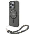 Pikkukuva 1 / 2: GuessIMLGlitterWithPearlStrapMagSafe-CaseforiPhone16ProMax(Black)