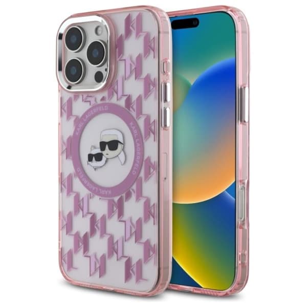 Karl Lagerfeld IML Monogram Karl & Choupette Head MagSafe - Case for iPhone 16 Pro Max (pink)