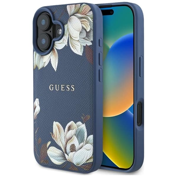 GuessGrainedPrintedFlowerPatternMagSafe-CaseforiPhone16(blue)