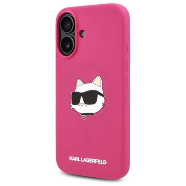 Karl Lagerfeld Silicone Choupette Head Print MagSafe - Case for iPhone 16 (fuchsia)