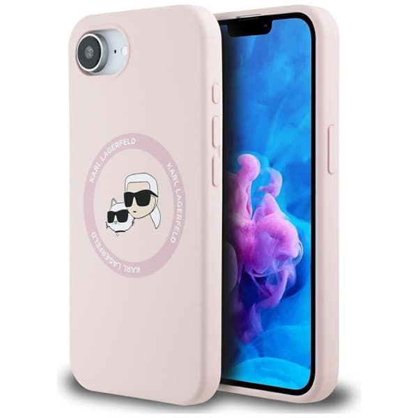 Karl Lagerfeld Silicone Karl & Choupette Heads MagSafe - Case for iPhone 16e (pink)
