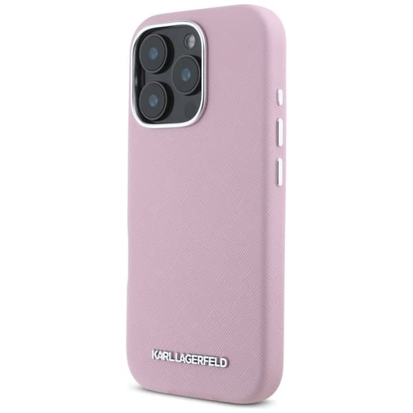 KarlLagerfeldSaffianoFullWrappedElongatedMetalLogoMagSafe-CaseforiPhone16ProMax(pink)