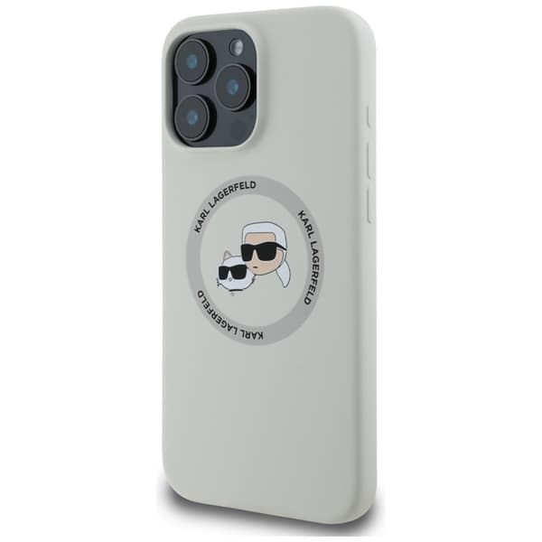Karl Lagerfeld Silicone Double Heads And Circle MagSafe - Case for iPhone 16 Pro Max (beige)