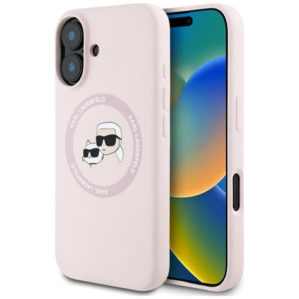KarlLagerfeldSiliconeDoubleHeadsAndCircleMagSafe-CaseforiPhone16(pink)