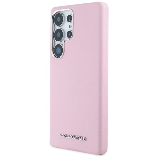 KarlLagerfeldSaffianoFullWrappedElongatedMetalLogoMagSafe-CaseforSamsungGalaxyS25Ultra(pink)