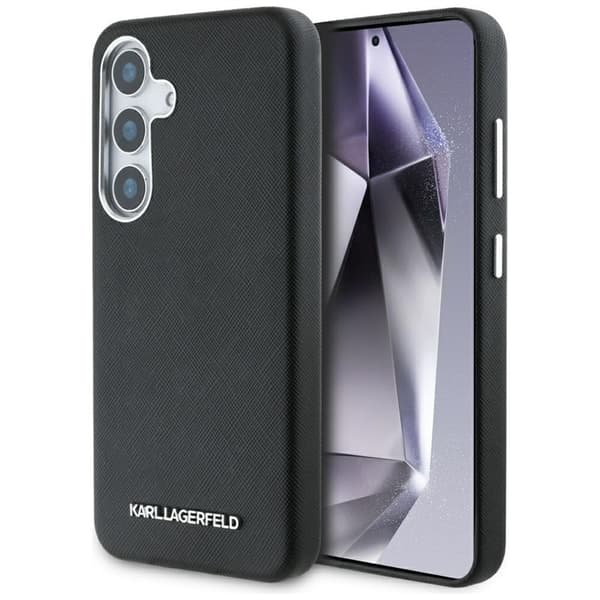KarlLagerfeldSaffianoFullWrappedElongatedMetalLogoMagSafe-CaseforSamsungGalaxyS25+(black)