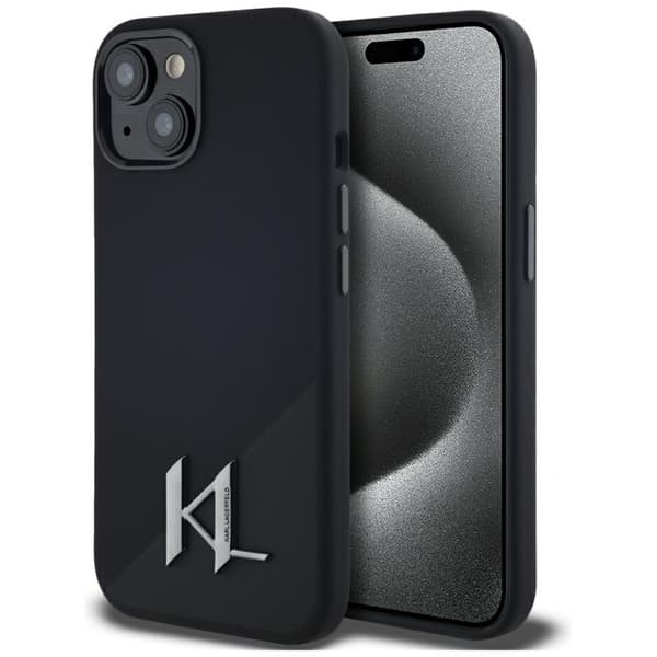 KarlLagerfeldSiliconeShadowMetalInitialMagSafe-CaseforiPhone15(black)
