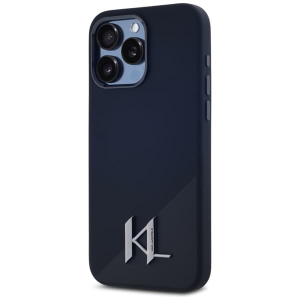 Karl Lagerfeld Silicone Shadow Metal Initial MagSafe - Case for iPhone 15 Pro (black)