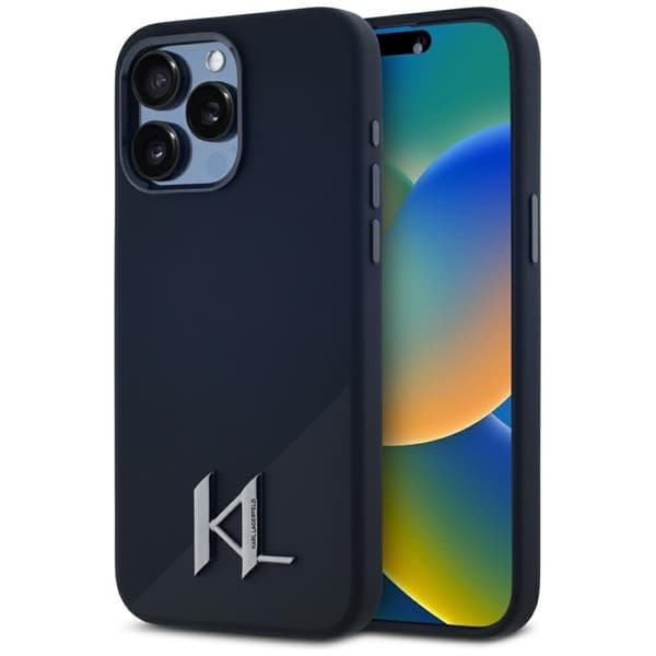 Karl Lagerfeld Silicone Shadow Metal Initial MagSafe - Case for iPhone 15 Pro (black)