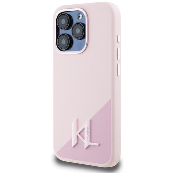 KarlLagerfeldSiliconeShadowMetalInitialMagSafe-CaseforiPhone15Pro(pink)