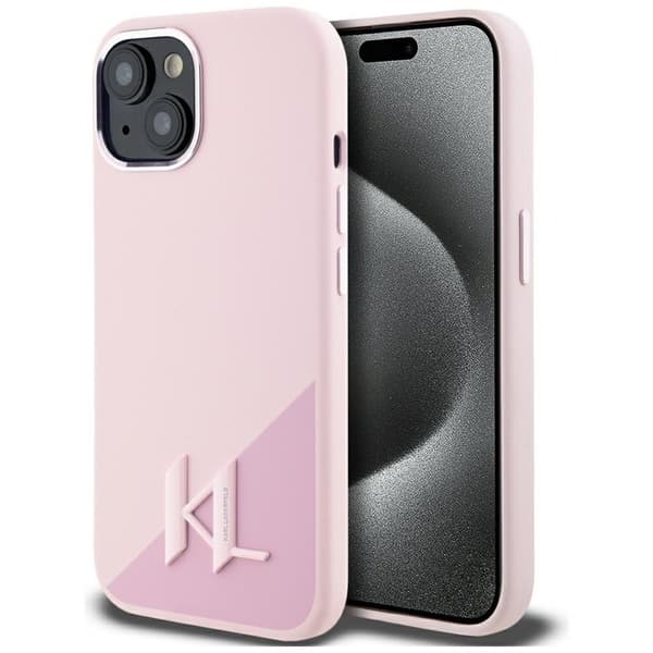 Karl Lagerfeld Silicone Shadow Metal Initial MagSafe - Case for iPhone 15 (pink)