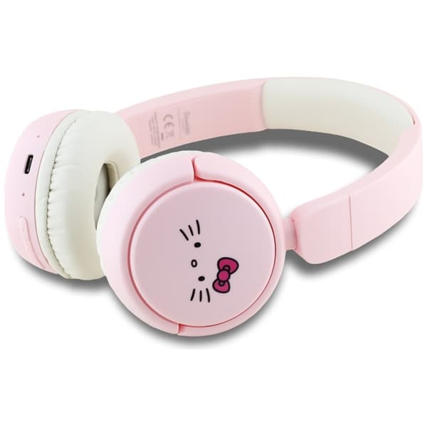 Hello Kitty Face Logo - Wireless Over-Ear Bluetooth Headphones V5.3 (Pink)