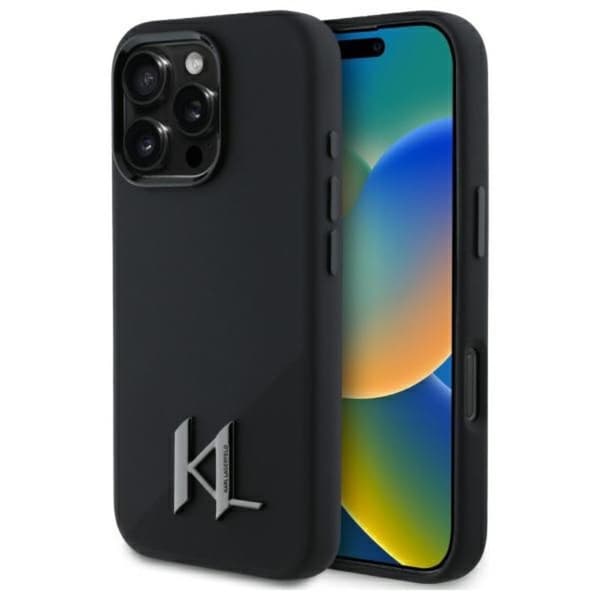 KarlLagerfeldSiliconeShadowMetalInitialMagSafe-CaseforiPhone16ProMax(black)