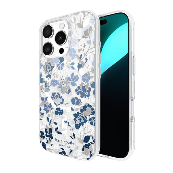 Kate Spade New York Protective Gems MagSafe - Case for iPhone 16 Pro (Flowerbed Blue)