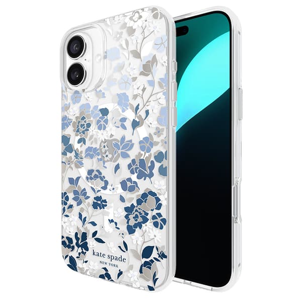 Kate Spade New York Protective Gems MagSafe - Case for iPhone 16 Plus (Flowerbed Blue)