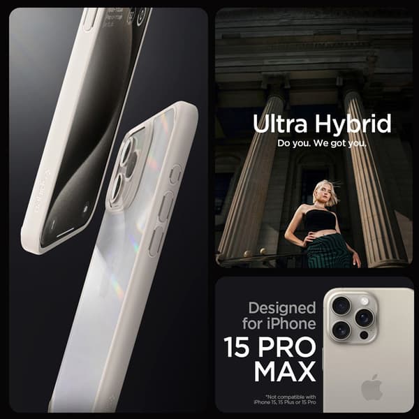 Spigen Ultra Hybrid - Cover til iPhone 15 Pro (Natural Titanium)