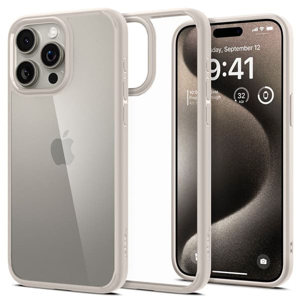 Spigen Ultra Hybrid - Cover til iPhone 15 Pro (Natural Titanium)