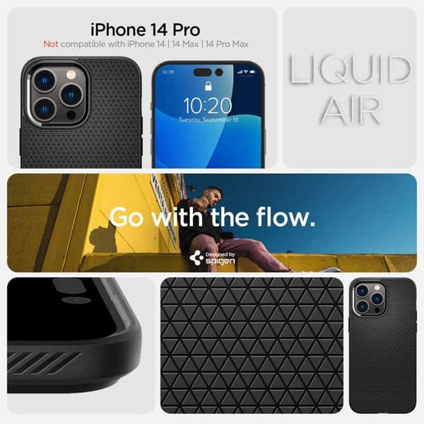 SpigenLiquidAir-FodralföriPhone14Pro(svart)