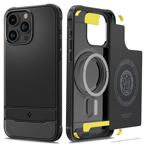 Spigen Rugged Armour Mag MagSafe - Fodral för iPhone 15 Pro (Mattsvart)