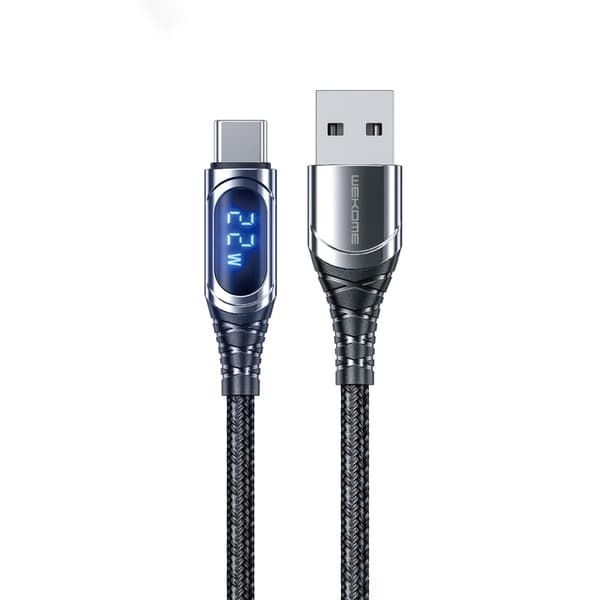 WEKOME WDC-166 Sakin -sarja - USB-A–USB-C 6A pikalatausliitäntäkaapeli 1 m (tummuus)