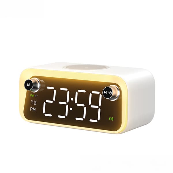 WEKOME Beluga D6 Dream - Multifunktionel trådløs højttaler / FM-radio med indirekte opladning 15W MagSafe (hvid)