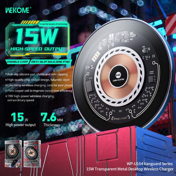 WEKOMEWP-U164VanguardSeries-Qi15Wtrådlösinduktivladdare(svart)
