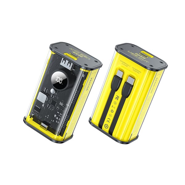 WEKOMEWP-345VanguardSeries-Powerbank10000mAhHurtigopladningmedindbyggetUSB-C&LightningPD20Wkabel+QC22,5W(Gul)