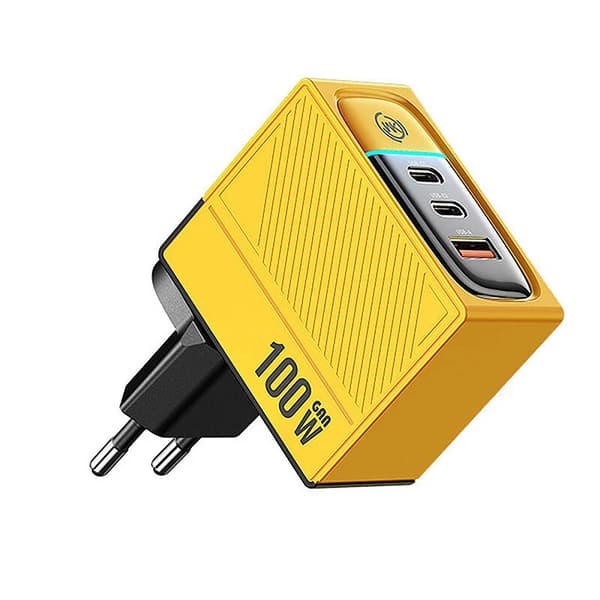 WEKOMEWP-U155TintSeries-2xUSB-C&USB-ASupersnabbladdareGaN100W(Gul)